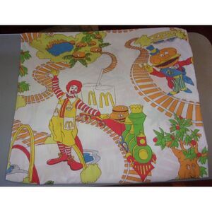VTG McDonalds Train Design Twin FLAT & FITTED Bedsheets- Sears PermaPrest 1976